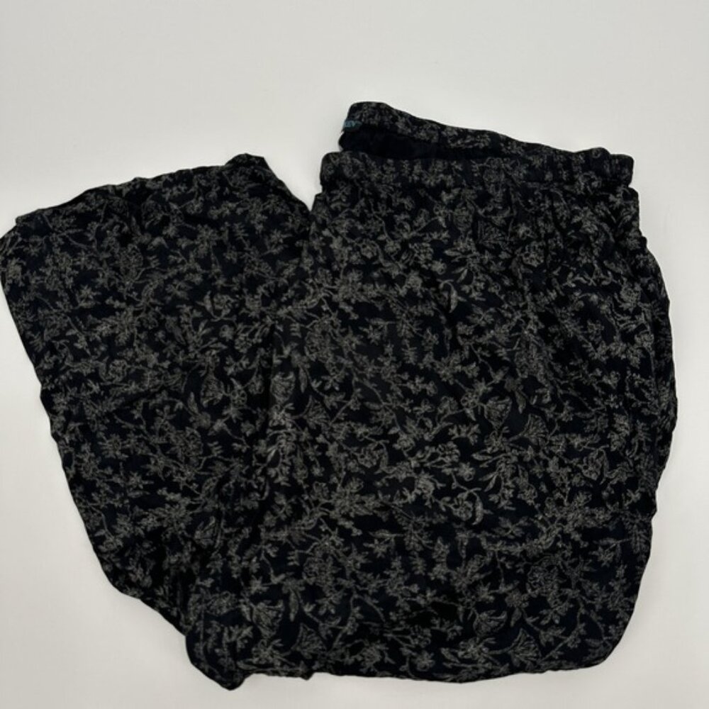 Ulla Popken Pants‎ Womens 28/30 Black Floral Print Nylon Lightweight Wide Leg